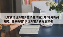 北京新增境外输入感染者详情公布/地方新闻精选  北京新增1例境外输入新冠感染者