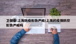 卫健委:上海防疫形势严峻/上海的疫情防控形势严峻吗