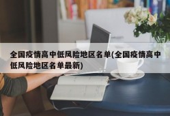 全国疫情高中低风险地区名单(全国疫情高中低风险地区名单最新)
