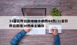 31省区昨日新增确诊病例44例/31省份昨日新增30例本土确诊