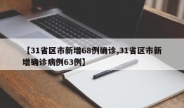 【31省区市新增68例确诊,31省区市新增确诊病例63例】